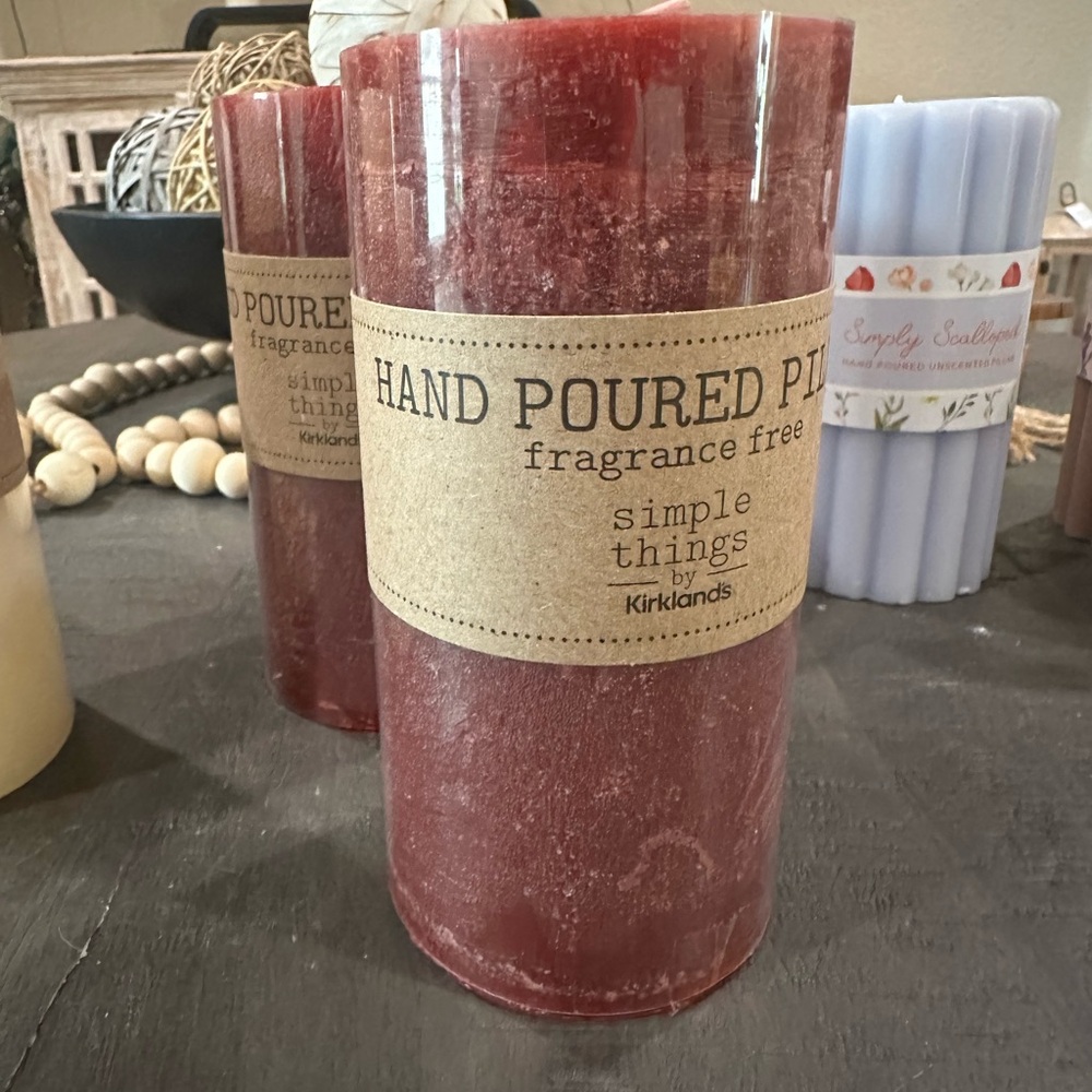 Kirkland's Red Hand Poured Pillar Candle